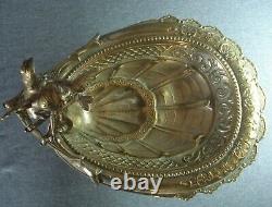 Antique Art Nouveau WMF Style Silver Plated Fruit Dish Tray Putti with bird