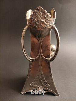 Antique Art Nouveau Wmf Metal Vase 1906 Woman Flute Rare Hallmark Silver Plated