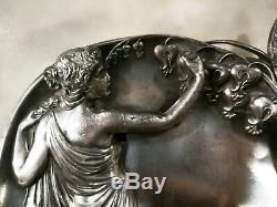 Antique Art Nouveau Wmf Silver Pewter Wall Figural Plate Card Tray Jugendstil