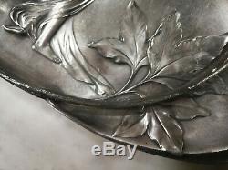 Antique Art Nouveau Wmf Silver Pewter Wall Figural Plate Card Tray Jugendstil