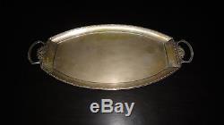 Antique Art Nouveau Wmf Wine Huge Two Handles Serving Tray Silver Plated Brass