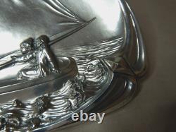 Antique Art Noveau Wmf German Silverplated Sailing Boat Card Tray