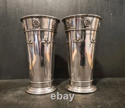 Antique Arts And Crafts Silver Plated Beakers Pair Charlie's Special Prize 7