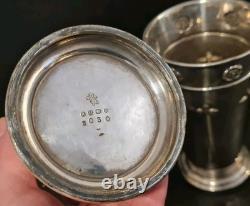 Antique Arts And Crafts Silver Plated Beakers Pair Charlie's Special Prize 7