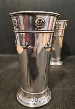Antique Arts And Crafts Silver Plated Beakers Pair Charlie's Special Prize 7