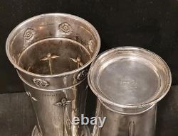 Antique Arts And Crafts Silver Plated Beakers Pair Charlie's Special Prize 7