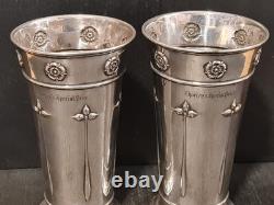 Antique Arts And Crafts Silver Plated Beakers Pair Charlie's Special Prize 7
