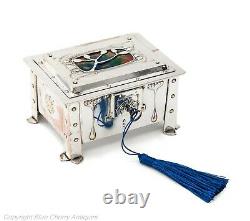 Antique Arts & Crafts Silver Plated & Enamel Nouveau Design Jewellery Box