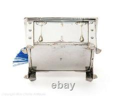 Antique Arts & Crafts Silver Plated & Enamel Nouveau Design Jewellery Box