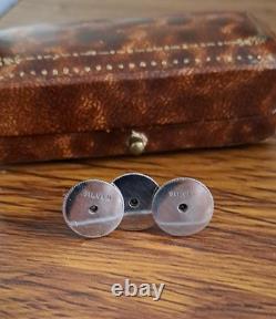 Antique Austin Reed Sterling Silver Rhodium Plated Shirt Studs in Original Box