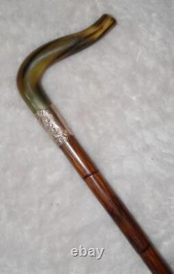 Antique Bamboo Walking Stick / Cane Fritz Handle Gold Plated Collar J. Howell