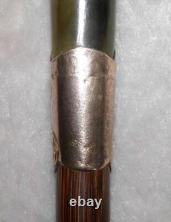 Antique Bamboo Walking Stick / Cane Fritz Handle Gold Plated Collar J. Howell