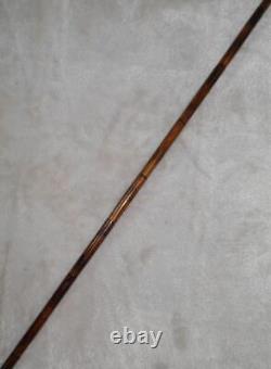 Antique Bamboo Walking Stick / Cane Fritz Handle Gold Plated Collar J. Howell