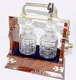 Antique Betjemann's Coromandel Miniature 2 Bottle Tantalus 19th C