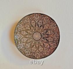 Antique Bidriware Black Brass Etched Gold & Silver Inlay Wall Plate