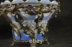 Antique Bohemian Moser Glass Bon Bon Dish Overlay Cut To Clear Silver Plate
