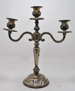 Antique Brass EPNS Silver Plated Candle Holder Original Old Hand Crafted