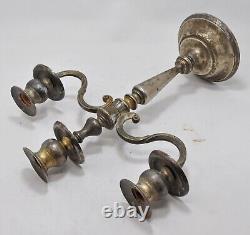 Antique Brass EPNS Silver Plated Candle Holder Original Old Hand Crafted