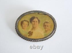 Antique Brooch Original Photo Picture Silver plated silver tone Oval 10,5 G/