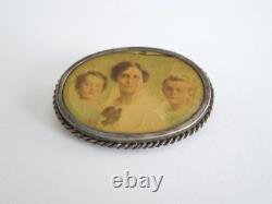 Antique Brooch Original Photo Picture Silver plated silver tone Oval 10,5 G/