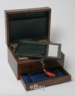 Antique Burr Walnut Dressing Case & Silver Plated Fittings, Samuel Fisher London