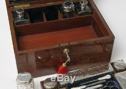 Antique Burr Walnut Dressing Case & Silver Plated Fittings, Samuel Fisher London
