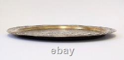 Antique C. 1900 Islamic, Mamluk Revival Silver & Copper Brass Tray, Egypt/Syria