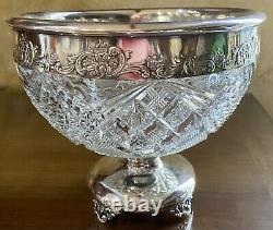 Antique, Ca. 1867 McKee & Bros Glass Bowl on Quadruple Silver Plate Footed Stand