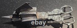 Antique Candle Snuffer With Wick Cutter, Ornate, Silver Plated