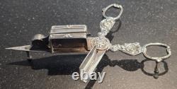 Antique Candle Snuffer With Wick Cutter, Ornate, Silver Plated