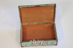 Antique Chinese Enamel Silver Plate Brass Box Jewelry Cigarette Keepsake