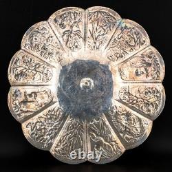 Antique Chinese Export Silver Tray Dragon Immortal Qing Dynasty 19th Century