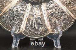 Antique Chinese Export Silver Tray Dragon Immortal Qing Dynasty 19th Century
