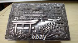 Antique Chinese Silver plated Exquisitely Detailed Tigers Cranes Box