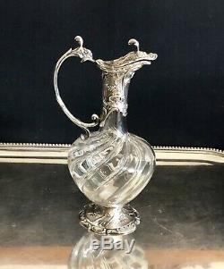 Antique Christofle Gallia Silver Plated & Baccarat Crystal Carafe Decanter