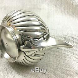 Antique Christofle Teapot Silver Plated Original French Art Nouveau Ribbed Swirl