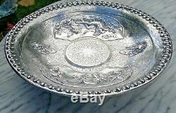 Antique Classical Mythological God Poseidon Silver Plated Embossed Bowl 15