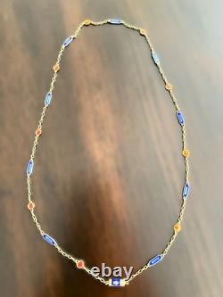 Antique Cloisonne Vermeil Silver Gilt Necklace Art Deco Barrel Clasp Signed