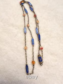 Antique Cloisonne Vermeil Silver Gilt Necklace Art Deco Barrel Clasp Signed