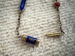 Antique Cloisonne Vermeil Silver Gilt Necklace Art Deco Barrel Clasp Signed