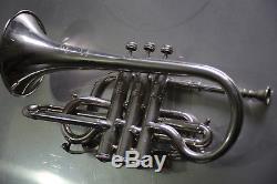 Antique Couesnon Trumpet Cornet + Original Case Brass Silver Plated 1900s Paris