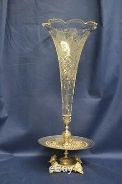 Antique Cut Crystal and Silver Plate Epergne 19th Century