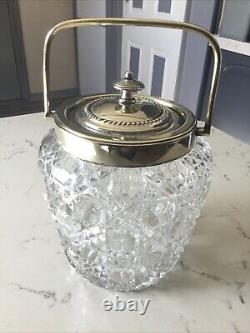 Antique Cut Glass & Silver Plated Biscuit Barrel / Ice Bucket, Circa 1910