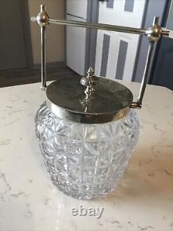 Antique Cut Glass & Silver Plated Biscuit Barrel / Ice Bucket, Circa 1910