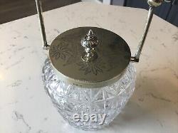 Antique Cut Glass & Silver Plated Biscuit Barrel / Ice Bucket, Circa 1910