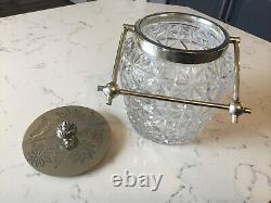 Antique Cut Glass & Silver Plated Biscuit Barrel / Ice Bucket, Circa 1910