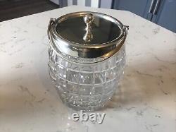 Antique Cut Glass & Silver Plated Biscuit Barrel / Ice Bucket, Circa 1910