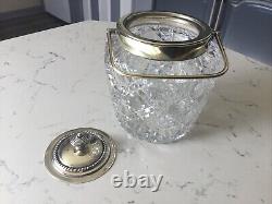 Antique Cut Glass & Silver Plated Biscuit Barrel / Ice Bucket, Circa 1910