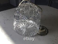 Antique Cut Glass & Silver Plated Biscuit Barrel / Ice Bucket, Circa 1910