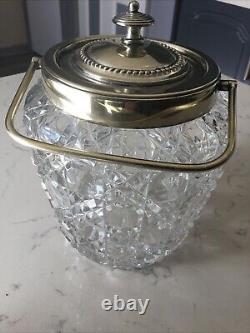 Antique Cut Glass & Silver Plated Biscuit Barrel / Ice Bucket, Circa 1910